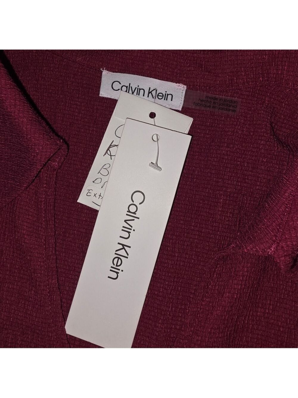 Calvin Klein Burgundy Ribbed Wrap Top XL #BL6 - Picture 9 of 9